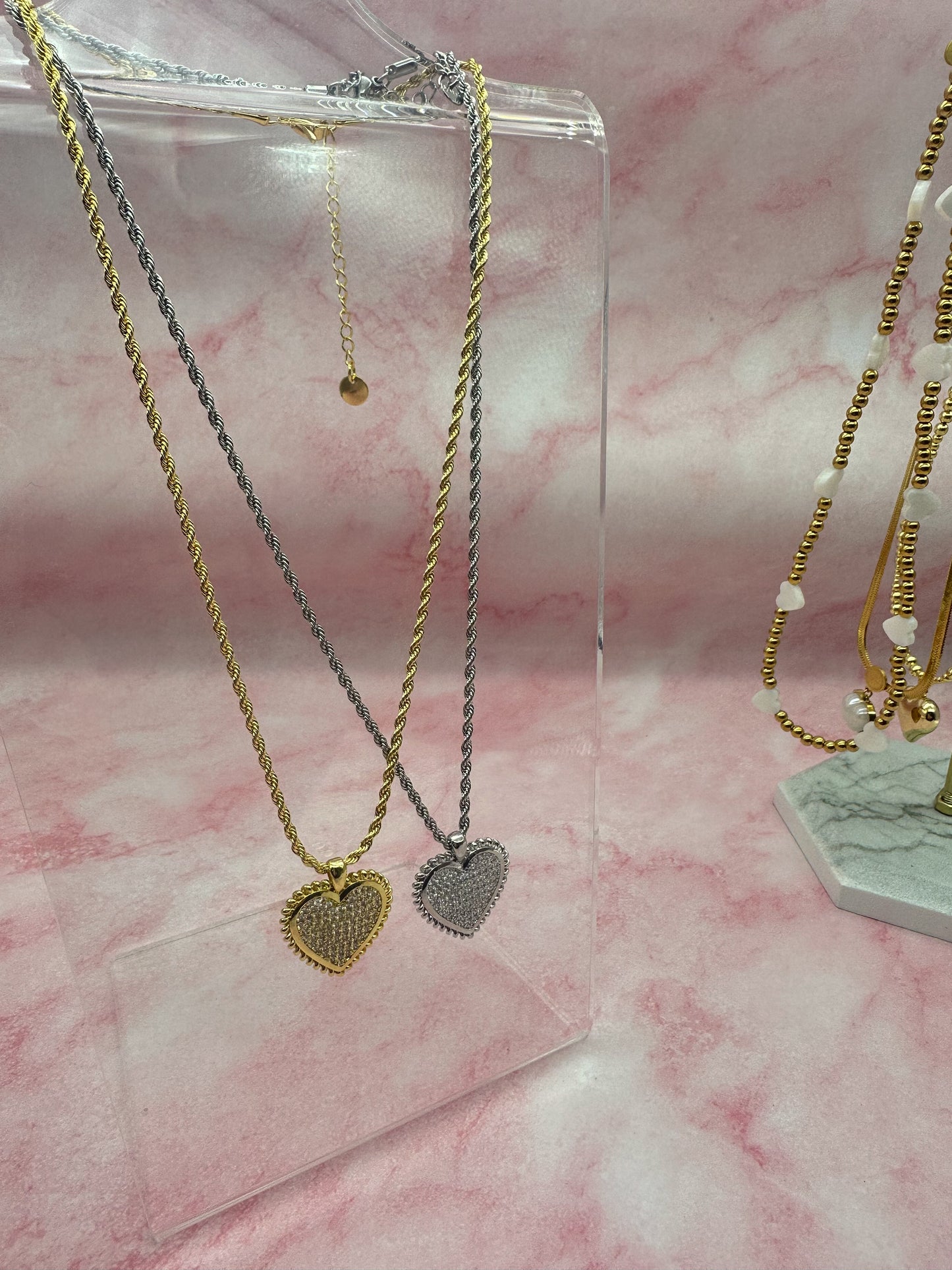 Bear and heart necklaces